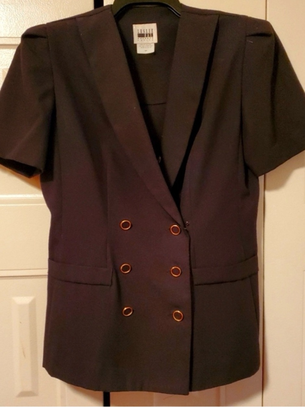 Vintage Leslie Fay Double-Breasted Short Sleeve Blazer
